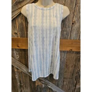 Athleta size M chambray high collar tank tie-dye blue white modal blend EUC boho